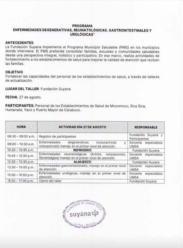 Fundación Suyana - Taller 2024